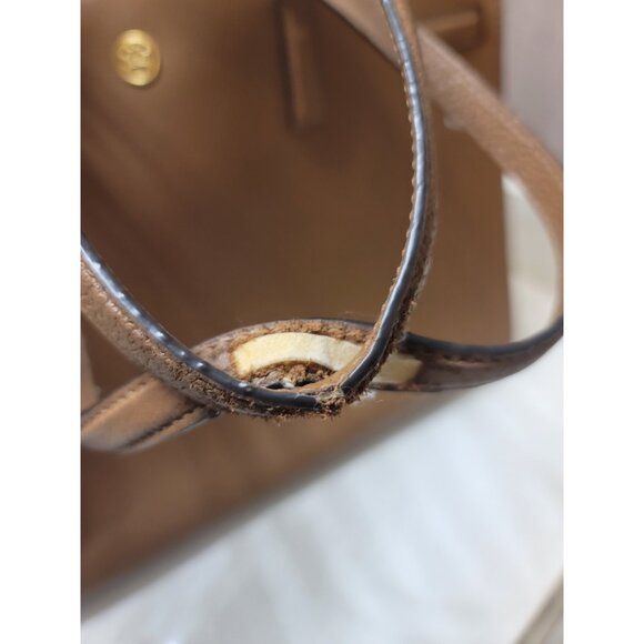 Tory Burch Walker Satchel Leather Tote Bag A4 Brown Used Authentic - Picture 7 of 10